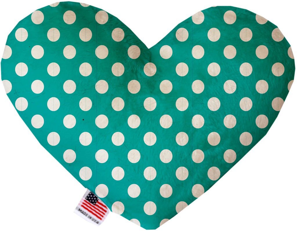 Seafoam Green Swiss Dots 6 Inch Canvas Heart Dog Toy