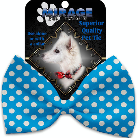 Aqua Blue Swiss Dots Pet Bow Tie