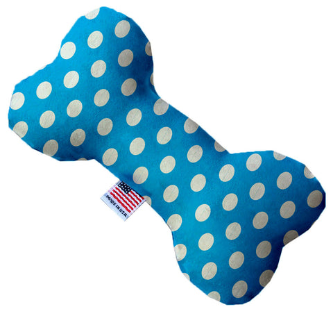 Aqua Blue Swiss Dots 6 Inch Canvas Bone Dog Toy