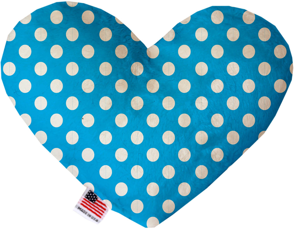 Aqua Blue Swiss Dots 6 Inch Canvas Heart Dog Toy