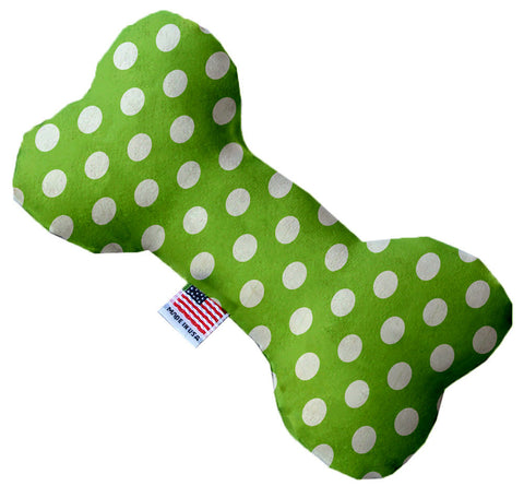 Lime Green Swiss Dots 10 Inch Canvas Bone Dog Toy