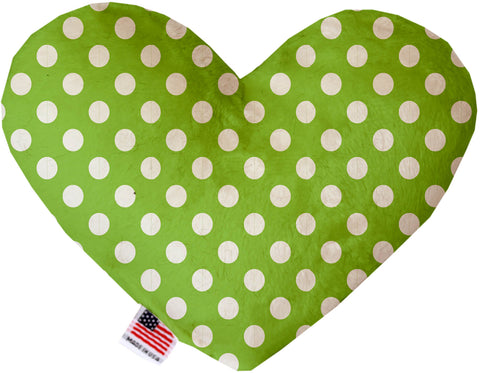 Lime Green Swiss Dots 6 Inch Canvas Heart Dog Toy