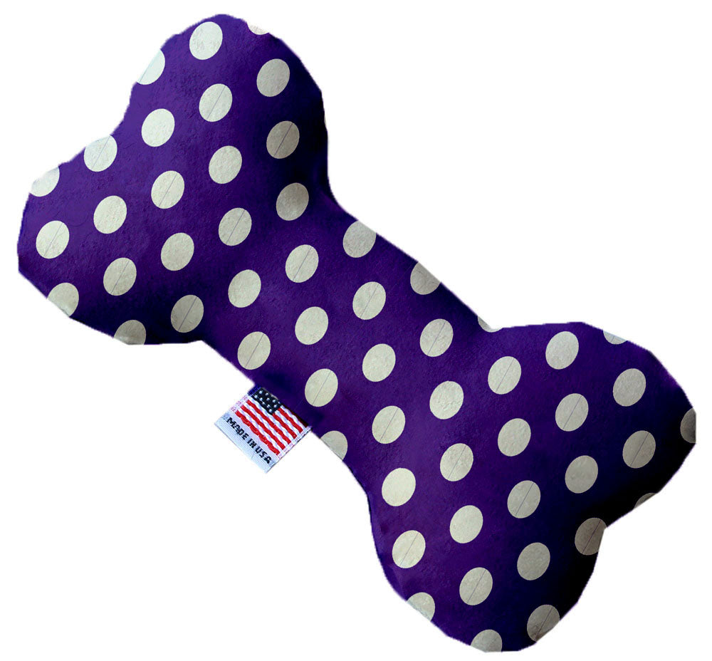 Royal Purple Swiss Dots 10 Inch Canvas Bone Dog Toy