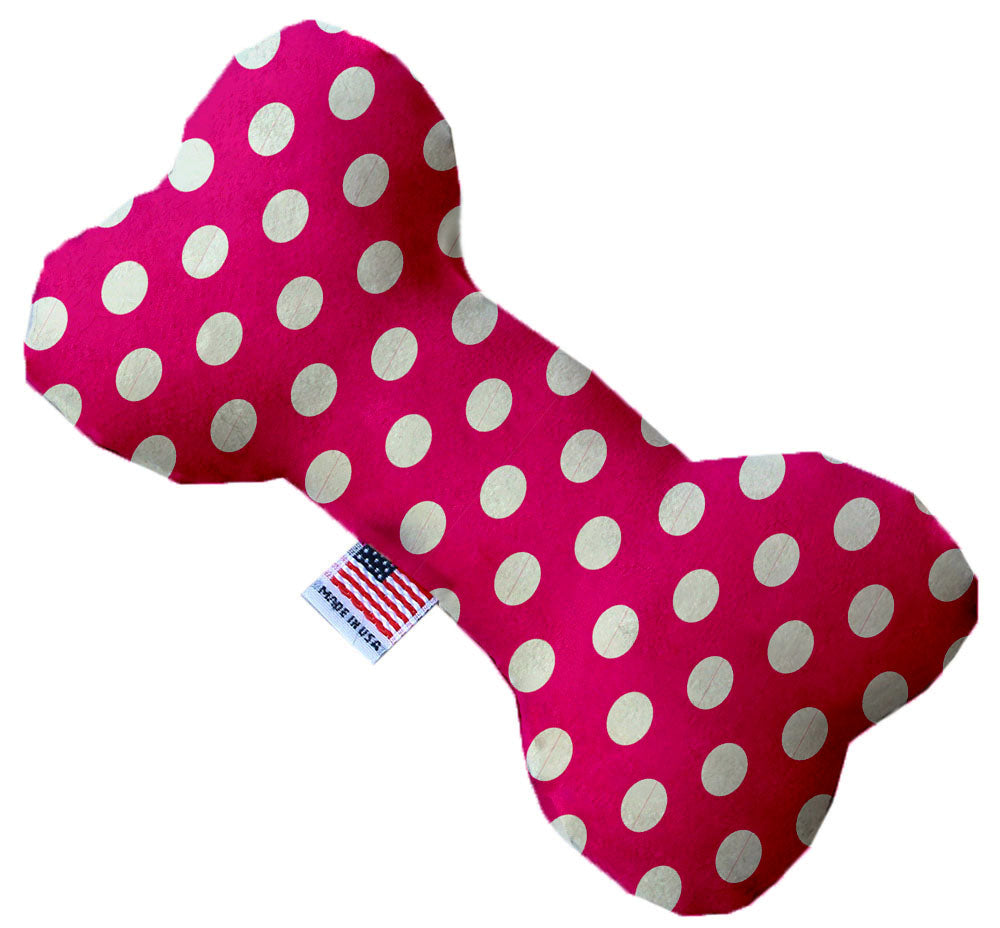 Hot Pink Swiss Dots 10 Inch Canvas Bone Dog Toy