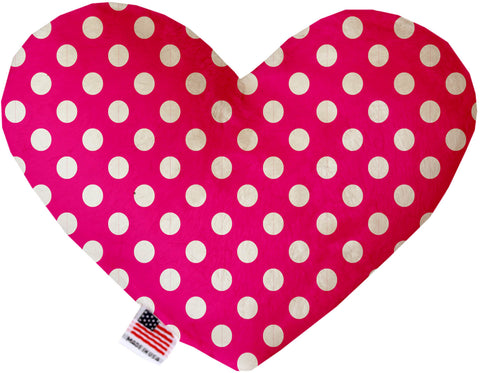 Hot Pink Swiss Dots 8 Inch Canvas Heart Dog Toy