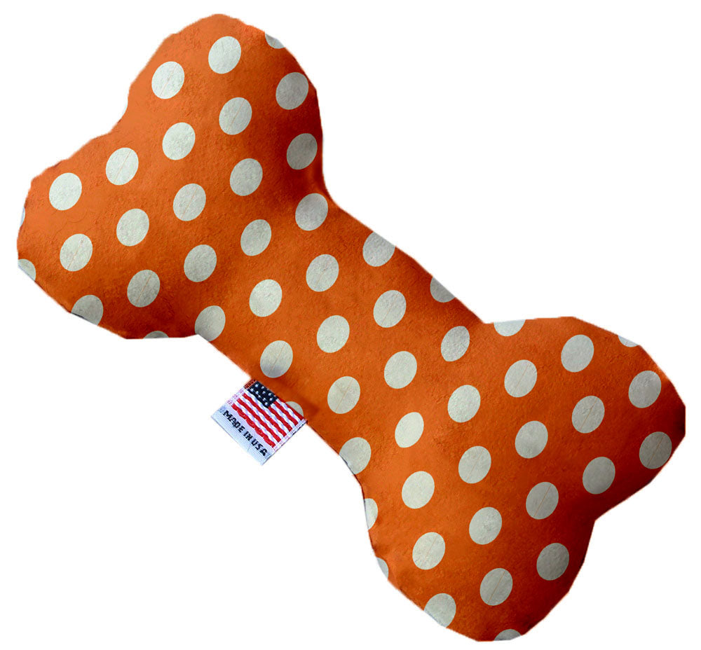 Melon Orange Swiss Dots 10 Inch Canvas Bone Dog Toy