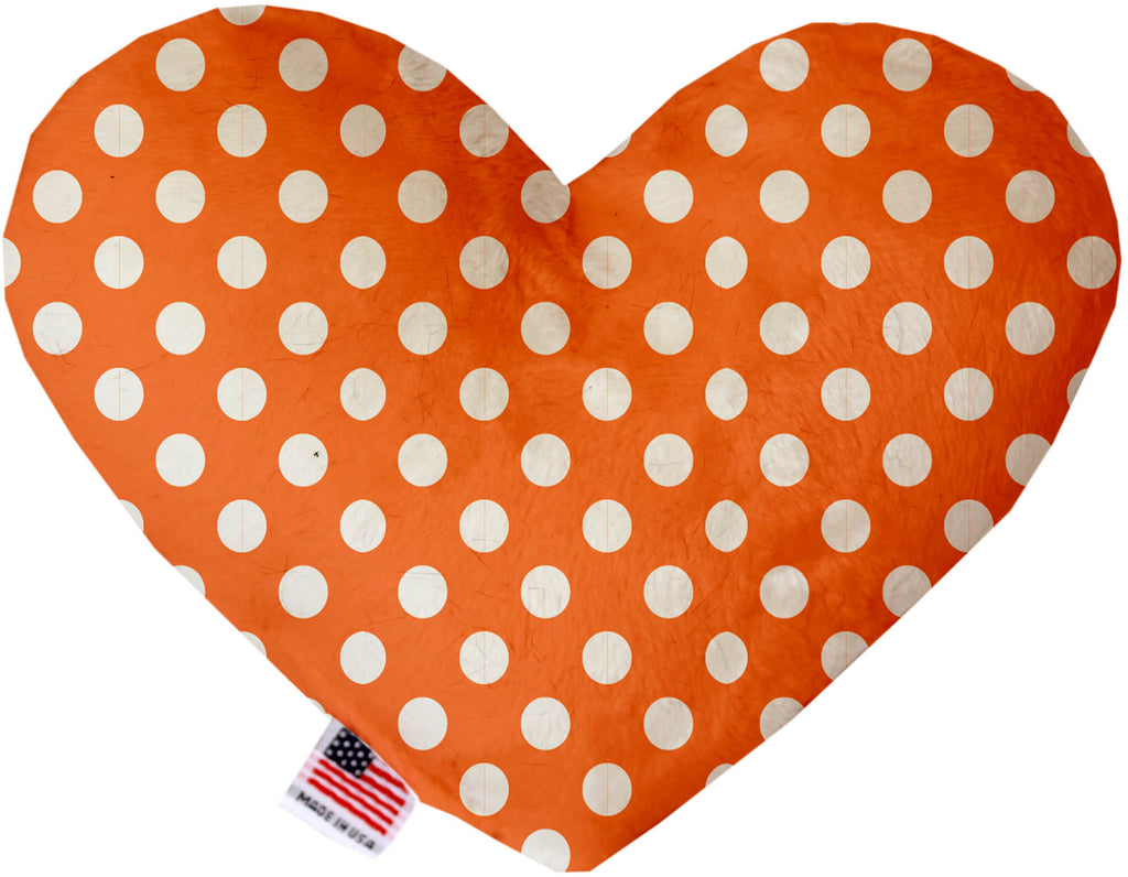 Melon Orange Swiss Dots 6 Inch Canvas Heart Dog Toy