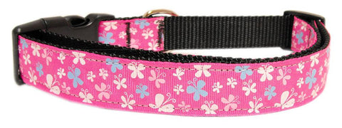 Butterfly Nylon Ribbon Collar Pink Medium