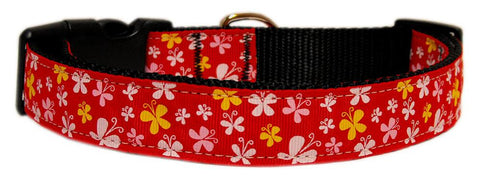 Butterfly Nylon Ribbon Collar Red Medium