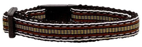 Preppy Stripes Nylon Ribbon Collars Brown-Khaki Cat Safety