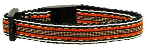 Preppy Stripes Nylon Ribbon Collars Orange-Khaki Cat Safety