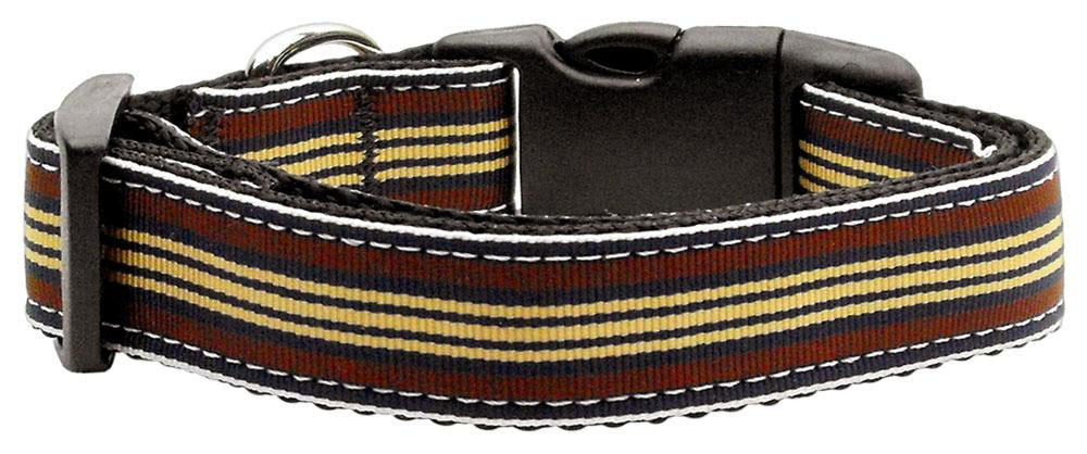 Preppy Stripes Nylon Ribbon Collars Brown-Khaki Medium