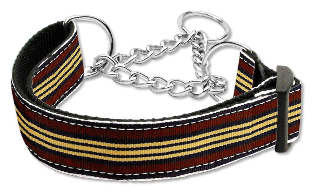 Preppy Stripes Nylon Ribbon Collars Martingale Brown-Khaki Large