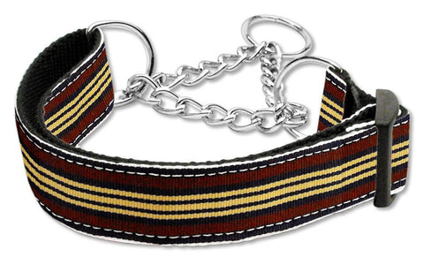 Preppy Stripes Nylon Ribbon Collars Martingale Brown-Khaki Medium