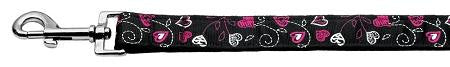 Crazy Hearts Nylon Collars Black 1 wide 6ft Lsh