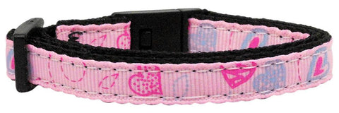 Crazy Hearts Nylon Collars Light Pink Cat Safety