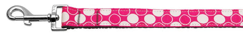 Diagonal Dots Nylon Collar  Bright Pink 1 wide 6ft Lsh