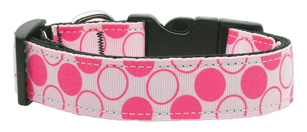 Diagonal Dots Nylon Collar  Light Pink Large