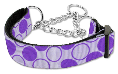 Diagonal Dots Nylon Collar Martingale Lavender Large