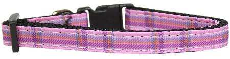 Plaid Nylon Collar  Pink Cat Safety