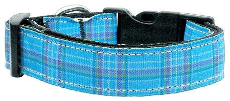 Plaid Nylon Collar  Blue Large