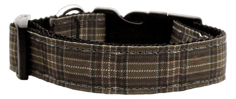 Plaid Nylon Collar  Brown Large