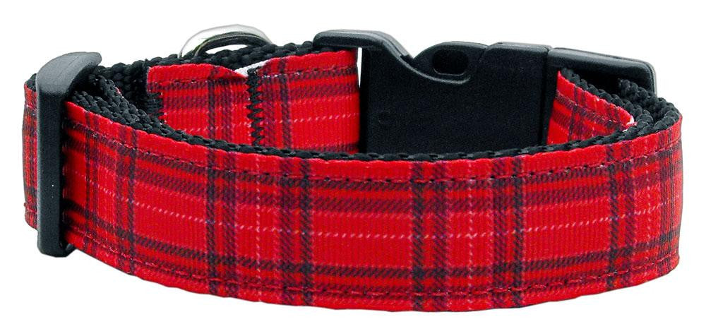 Plaid Nylon Collar  Red Medium