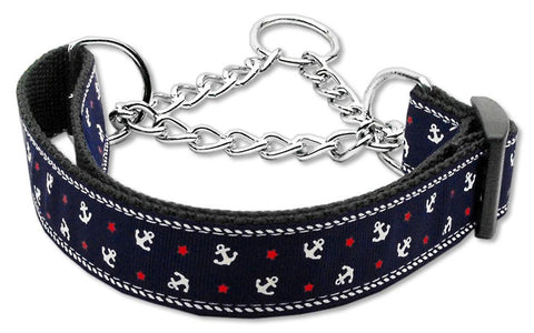 Anchors Nylon Ribbon Collar Martingale Blue Large