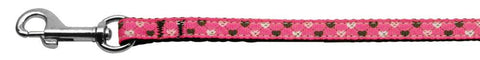 Argyle Hearts Nylon Ribbon Leash Bright Pink 3-8 wide 6ft Long