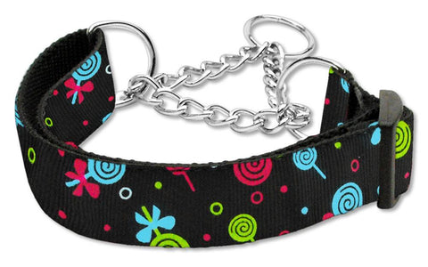 Lollipops Nylon Ribbon Collar Martingale Medium Black