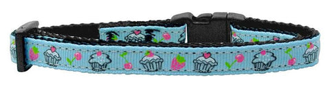 Cupcakes Nylon Ribbon Collar Baby Blue Cat Safety