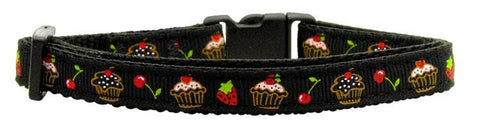 Cupcakes Nylon Ribbon Collar Black Cat Safety