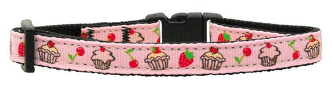 Cupcakes Nylon Ribbon Collar Light Pink Cat Safety