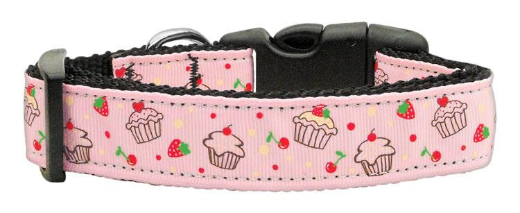 Cupcakes Nylon Ribbon Collar Light Pink Large