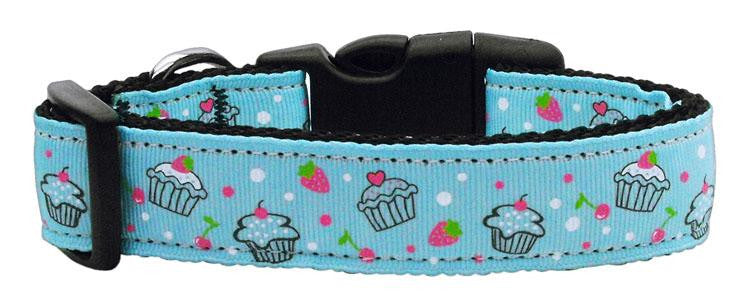 Cupcakes Nylon Ribbon Collar Baby Blue Medium