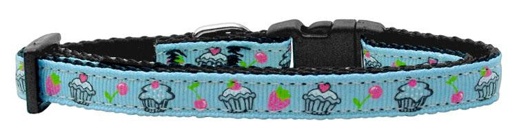 Cupcakes Nylon Ribbon Collar Baby Blue Small