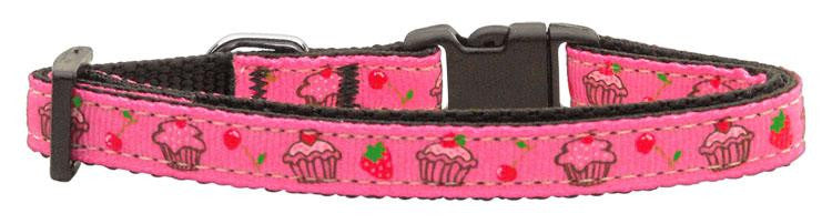 Cupcakes Nylon Ribbon Collar Bright Pink Small