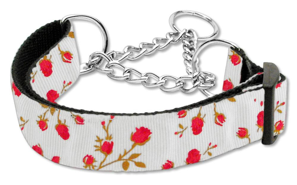 Roses Nylon Ribbon Collar Martingale Large Red