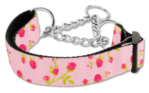 Roses Nylon Ribbon Collar Martingale Medium Light Pink