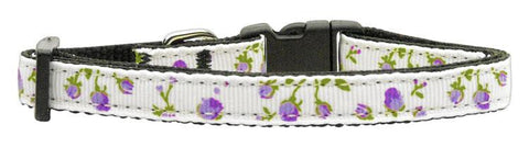 Roses Nylon Ribbon Collar Purple Small