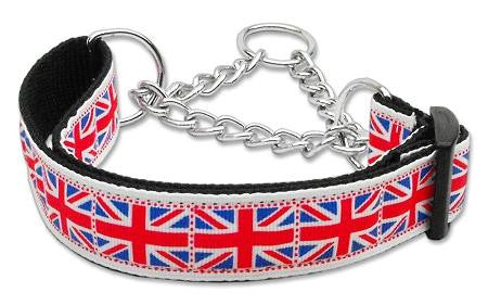 Tiled Union Jack(UK Flag) Nylon Ribbon Collar Martingale Medium