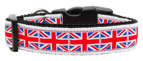 Tiled Union Jack(UK Flag) Nylon Ribbon Dog Collar XL