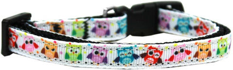 Bright Owls Nylon Ribbon Dog Collar XS