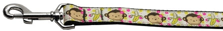 Monkeys And Bananas Nylon Dog Leash 3-8 Inch Wide 4ft Long