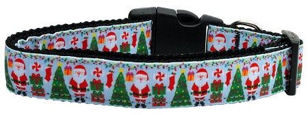 Aqua Santa Nylon Dog Collar Medium Narrow