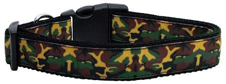 Green Camo Nylon Ribbon Dog Collars Large