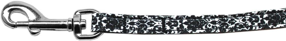 Fancy Black and White Nylon Ribbon Pet Leash 3-8 inch wide 4Ft Lsh