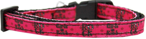 Girls Rock Nylon Ribbon Dog Collar Sm