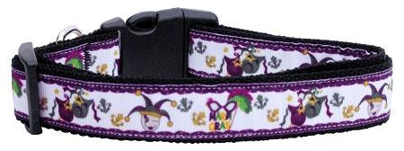 Mardi Gras Nylon Ribbon Dog Collars Large