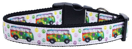 Peace Bus Nylon Dog Collar Sm